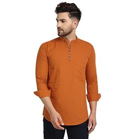 Majestic Man Cotton Solid Casual Short Kurta for Men