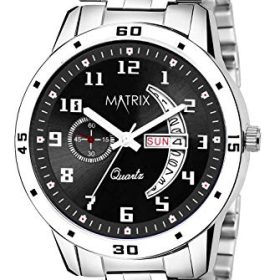 Matrix Blue, Black & Silver Dial, Day & Date Functioning, Stainless Steel Strap Analog Watch for Men & Women