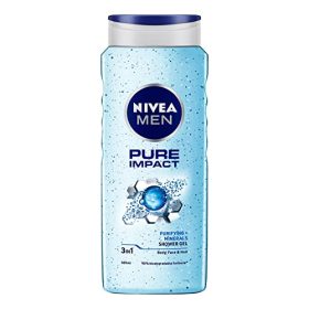 NIVEA Men Body Wash, Pure Impact with Purifying Micro Particles, Shower Gel for Body, Face & Hair, 500 ml