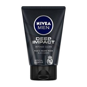 NIVEA Men Face Wash, Deep Impact Intense Clean, for Beard & Face, with Black Carbon, 100 g