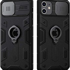 Nillkin Armor iPhone 11 Case, [Built-in Kickstand and Camera Lens Protector] Shockproof Hard Plastic Back & Soft Silicone Bumper Hybrid Cover Phone Case for iPhone 11 6.1'' (Black)