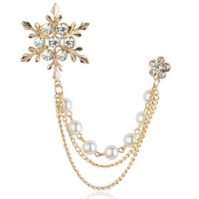 Panjatan Men's Eye Catching Stone Studded Snow Flake with Three Chain Pin Brooch by Wi Retail.