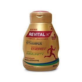 Revital H Multivitamin For Men (60 Capsules) With Natural Ginseng, Zinc, 10 Vitamins & 8 Minerals For Daily Energy, Stamina & Immunity