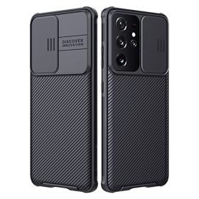 Samsung Nillkin Thermoplastic Polyurethane S21 Ultra Phone Case 2021 Nillkin for Samsung Galaxy S21 Ultra Case, CamShield Pro Case with Slide Camera Cover, Slim Protective Case for Samsung S21 Ultra case 6.8 inches (Black)