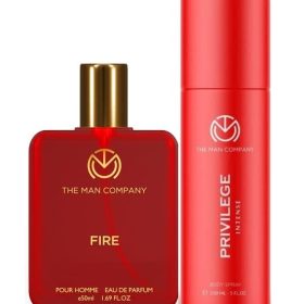 The Man Company Fire Perfume for Men - 50ml & Intense Body Spray - 150ml Gift Set | Premium Long Lasting Fragrance | Valentine's Day Gift For Him