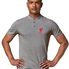 The Souled Store Men Official Liverpool FC: Liver Bird Grey Printed Mandarin Polos