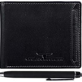 URBAN FOREST Black Leather Men's Card Holder With Pen Combo (UBF126BLK10208)