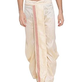 VASTRAMAY Men's Silk Blend Printed Ethnic Dhoti