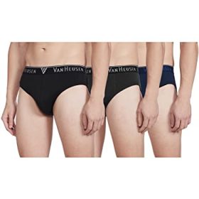 Van Heusen Men Briefs - 100% Combed Cotton - Pack of 3 - Anti Bacterial, Colour Fresh, Quick Dry