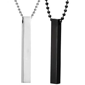 okos Men's Jewellery 3D Cuboid Vertical Bar/Stick Stainless Steel Locket Pendant Necklace for Boys and Men PD1000871