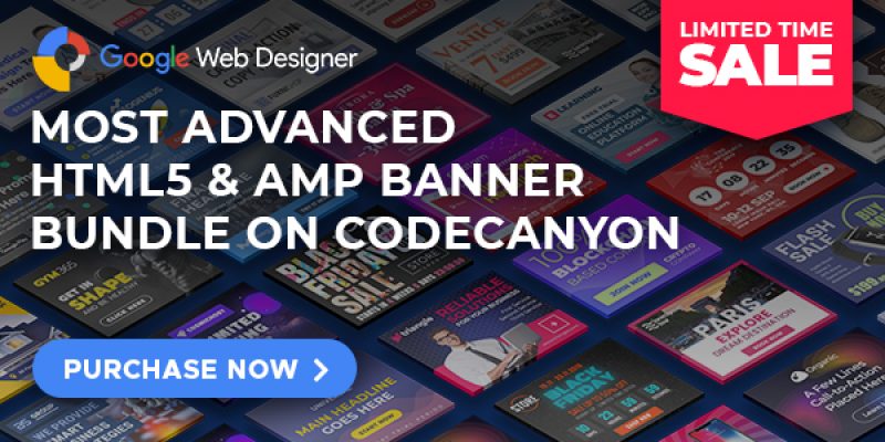 Multipurpose Animated HTML5 Banner Ad Templates with Metallic Shine Effect (GWD)