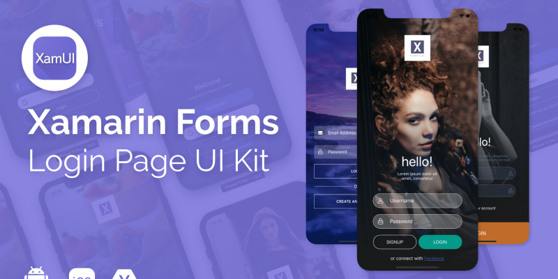 XamUI Xamarin Forms Login Page UI Kit ( Android & iOS )