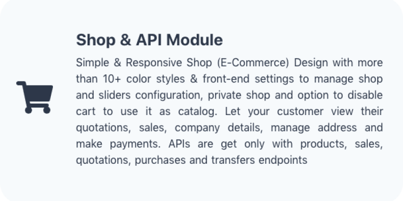Shop (Shopping Cart) & APIs Modules for Stock Manager Advance