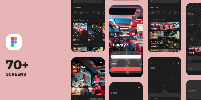 Spes Dark – Food Delivery App UI Kit