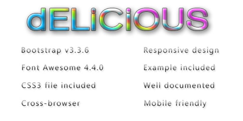 Delicious – the glassy gradient Bootstrap skin