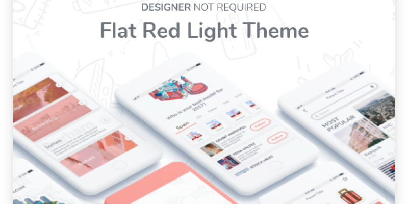 Ionic 3 / Angular 6 UI Theme /  Template App – Multipurpose Starter App – Flat Red Light