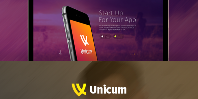 Unicum – One Page Fullscreen PSD Template