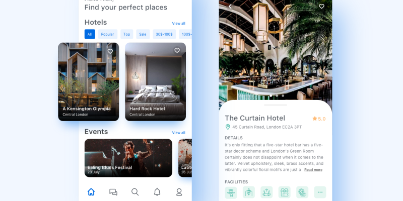 Flutter android and ios Hotel Booking UI Template