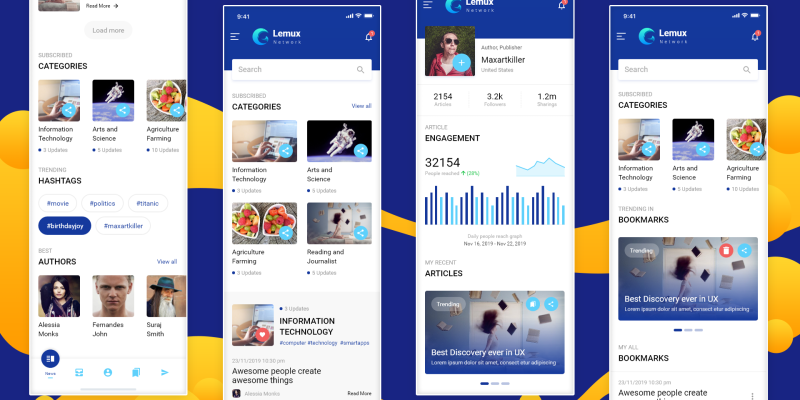 Lemux Network Mobile UX UI News and Magazine HTML Template