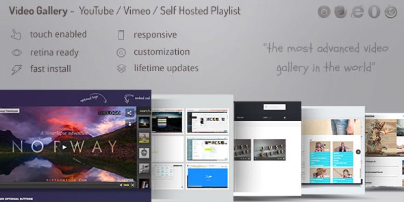 HTML5 Blue Video Player with Playlist / Gallery