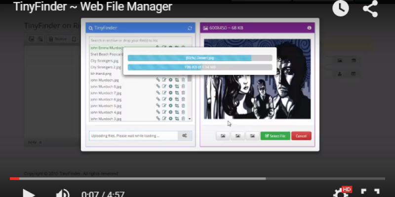 TinyFinder Web File Manager, File Browser for CKEditor