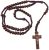 Wooden Chain Beads Jesus Crucifix Cross Rosary Vintage Crystal Divine Necklace for Men and Women