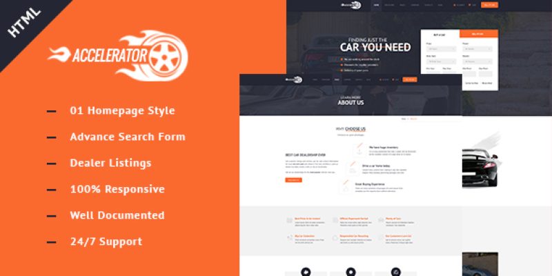 Accelerator Listings Responsive Cars Dealers HTML Template