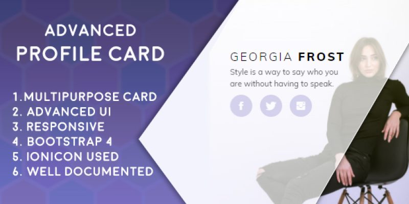 Advanced Profile Card (Bootstrap 4)