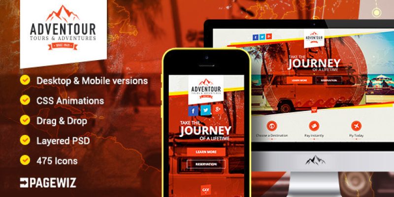 Adventour – Pagewiz Travel Landing Page