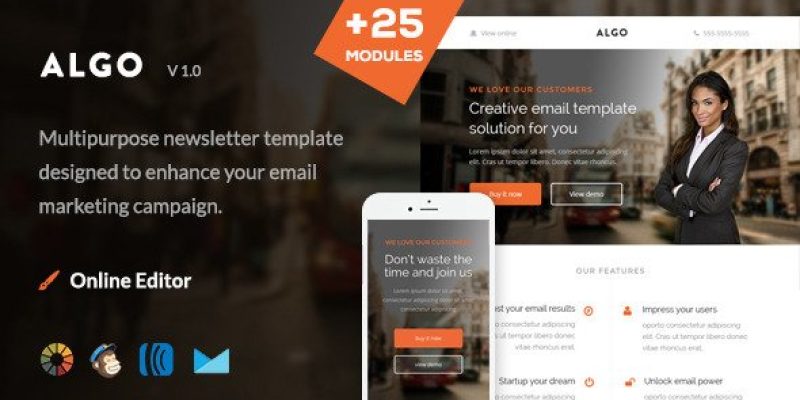 Algo – Responsive Email Template + Online Editor