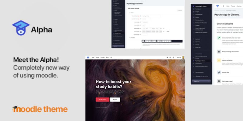 Alpha v 1.2.8 – Responsive Premium Theme for Moodle 3.6, 3.7, 3.8 and later