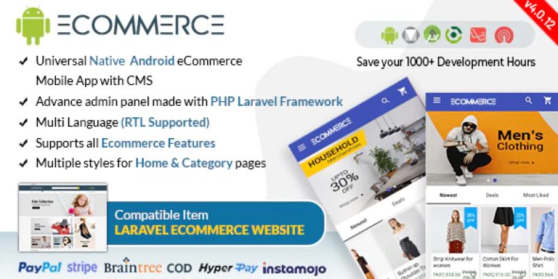 Android Ecommerce – Universal Android Ecommerce / Store Full Mobile App with Laravel CMS