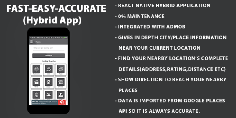 Around Me | Location Finder | Hybrid Application On React Native With Admob