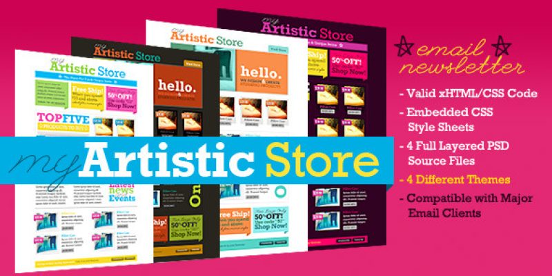 Artistic Store HTML Email Template (4 Themes)