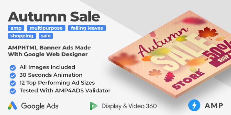Autumn Sale – Shopping Animated AMP HTML Banner Ad Templates (GWD, AMP)