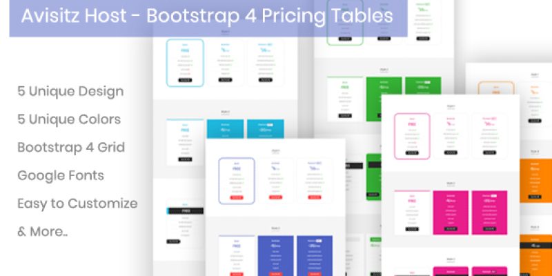Avisitz Host – Bootstrap 4 Pricing Tables