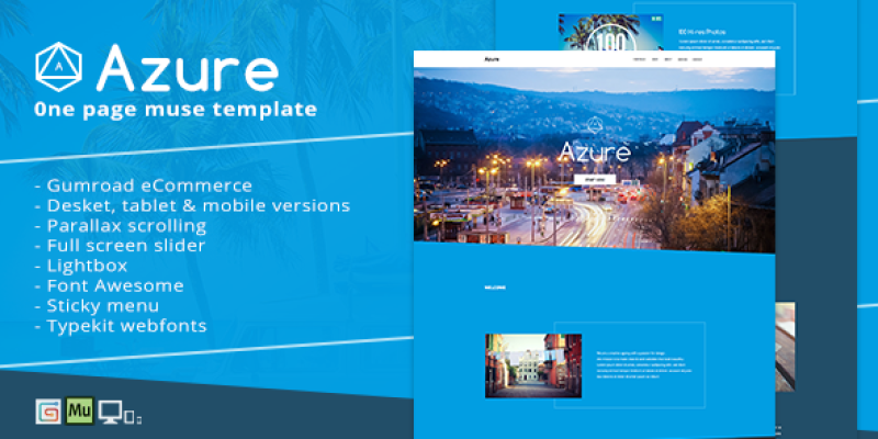 Azure – Pure Blue Muse Template for Portfolios & Creatives