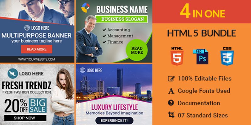 Banner Bundle – 4 in 1 HTML5 Ad Templates
