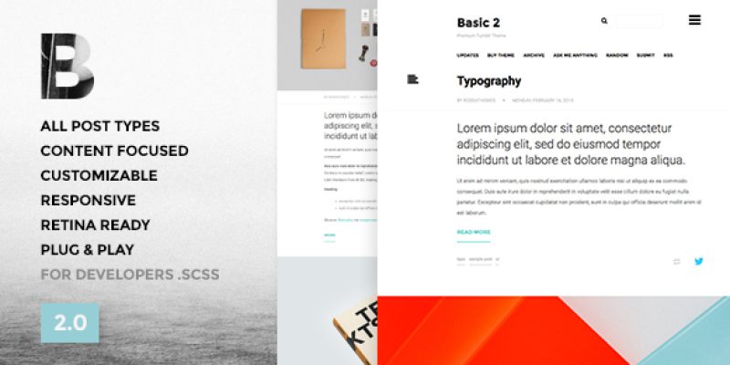 Basic 3 – One Column, Blogging Tumblr Theme