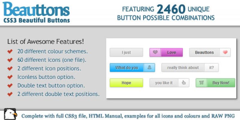 Beauttons – attractive CSS3 Buttons