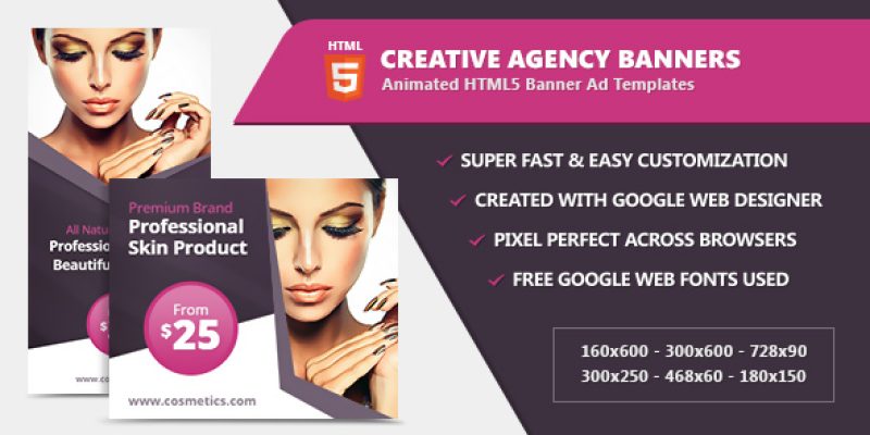 Beauty & Fashion Banner Ad Templates – HTML5 / CSS