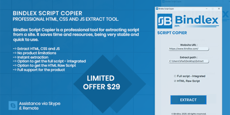Bindlex Script Copier – Extract Website HTML, CSS and JS
