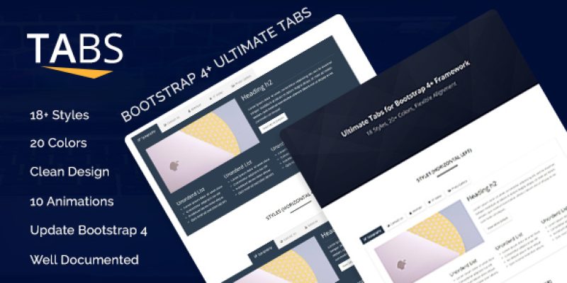 Boot Tabs  – Ultimate Tabs for Bootstrap 4+ Framework