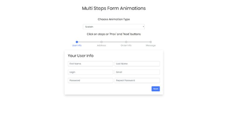 Bootstrap Multi Step Form Animations With CSS
