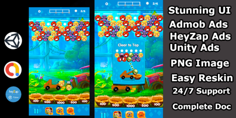 Bubble shooter ball game bouncing ball touch unity game