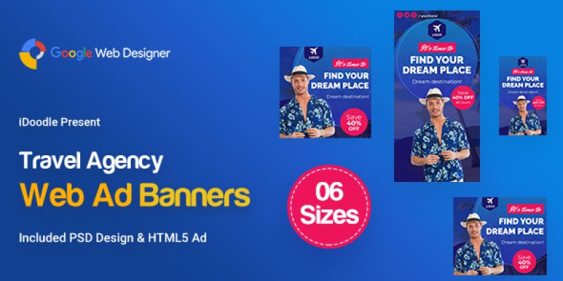 C72 – Travel Agency Banners Ad GWD & PSD