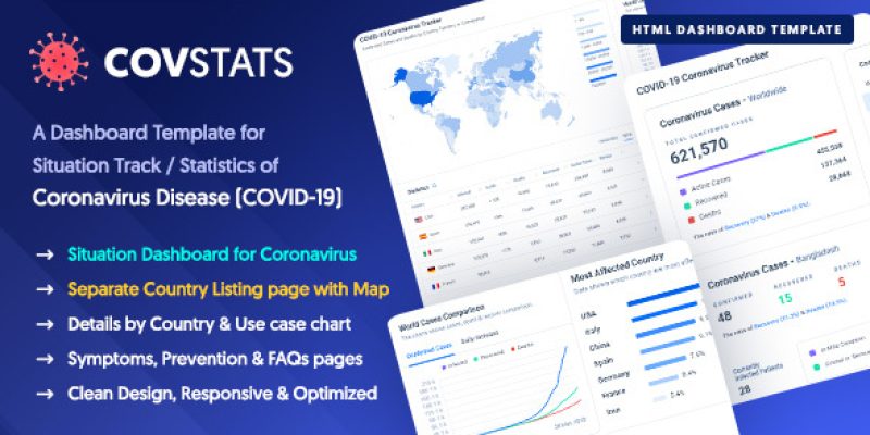 COVSTATS – Coronavirus Tracker & Dashboard Template