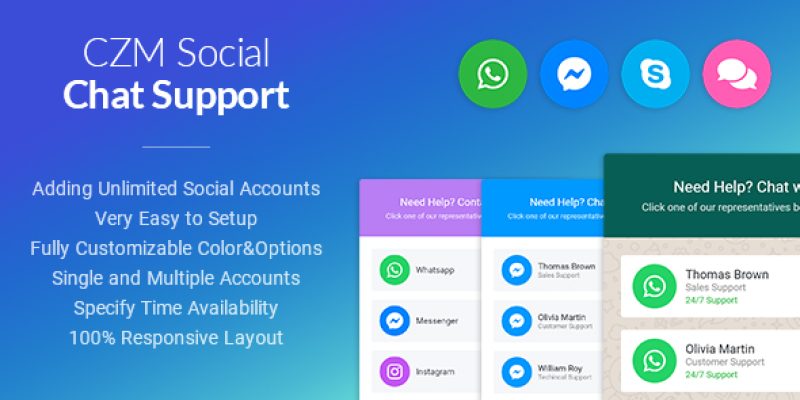 CZM Social Chat Support – jQuery Plugin