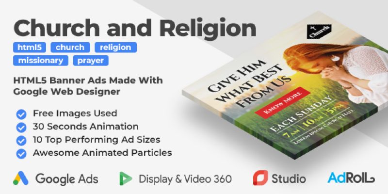 Church and Religion Animated HTML5 Banner Ad Templates (GWD)