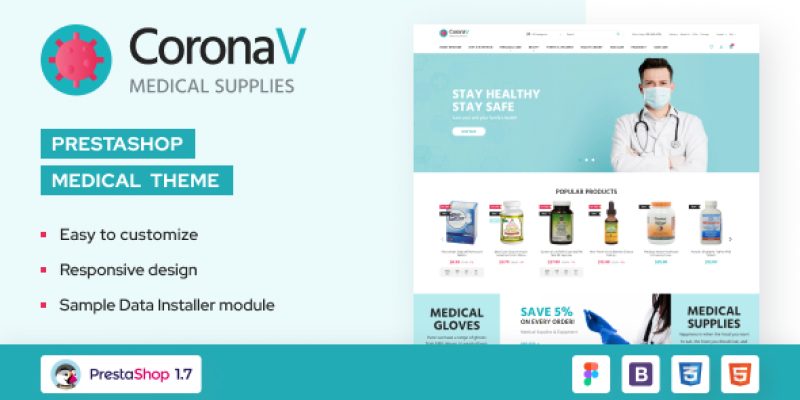 CoronaV – Medical Supplies PrestaShop Theme